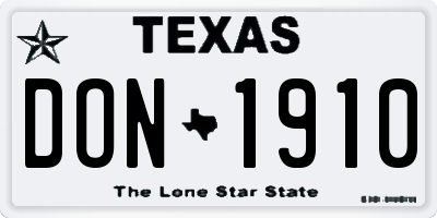TX license plate DON1910