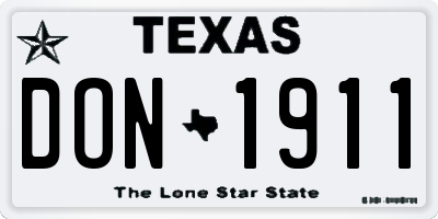 TX license plate DON1911