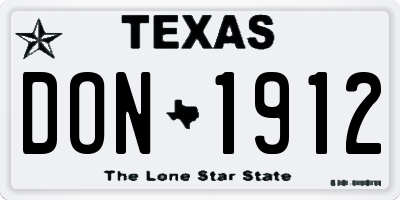 TX license plate DON1912