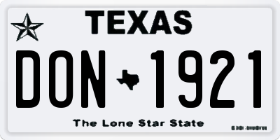 TX license plate DON1921