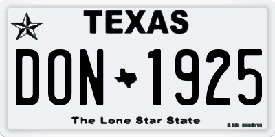 TX license plate DON1925