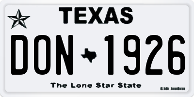 TX license plate DON1926