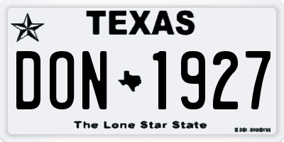 TX license plate DON1927