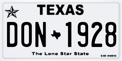 TX license plate DON1928