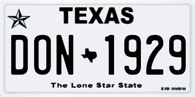 TX license plate DON1929