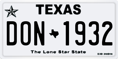 TX license plate DON1932