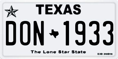 TX license plate DON1933