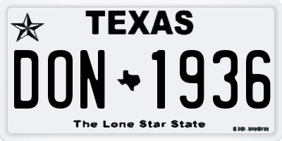 TX license plate DON1936