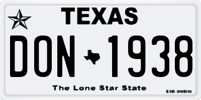 TX license plate DON1938