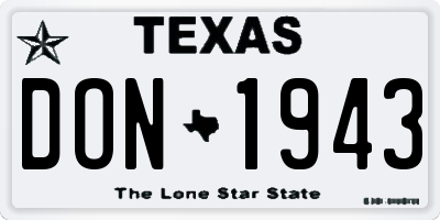 TX license plate DON1943