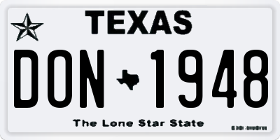 TX license plate DON1948