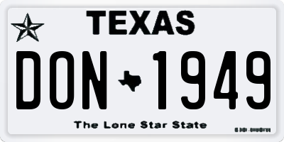 TX license plate DON1949