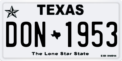 TX license plate DON1953