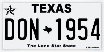 TX license plate DON1954