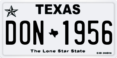 TX license plate DON1956