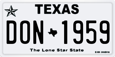 TX license plate DON1959