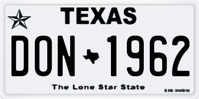 TX license plate DON1962