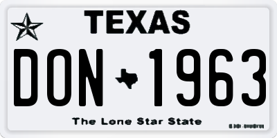 TX license plate DON1963