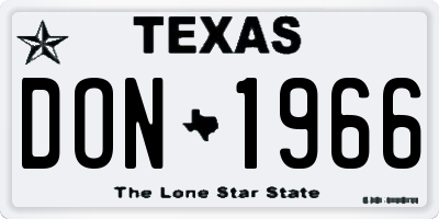 TX license plate DON1966