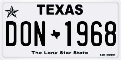 TX license plate DON1968