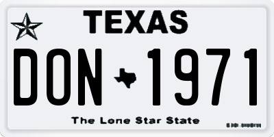 TX license plate DON1971