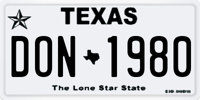 TX license plate DON1980