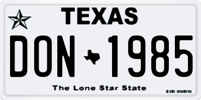 TX license plate DON1985