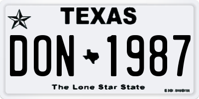 TX license plate DON1987