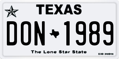 TX license plate DON1989