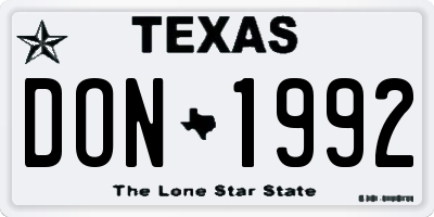 TX license plate DON1992