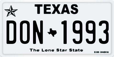 TX license plate DON1993