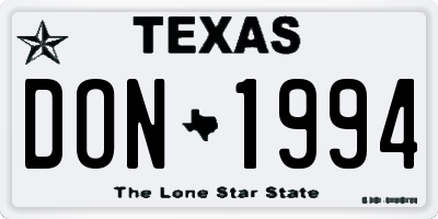 TX license plate DON1994