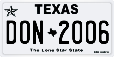 TX license plate DON2006