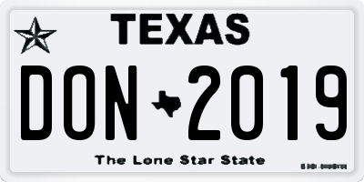 TX license plate DON2019