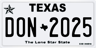 TX license plate DON2025