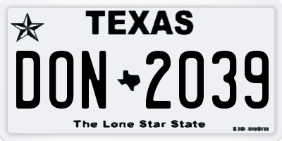 TX license plate DON2039