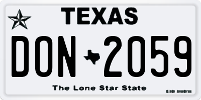 TX license plate DON2059