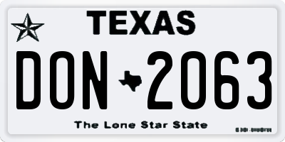 TX license plate DON2063