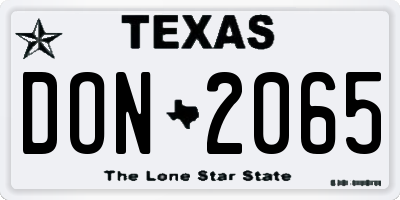 TX license plate DON2065