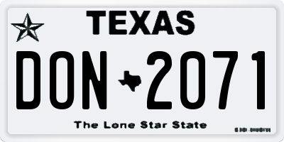 TX license plate DON2071