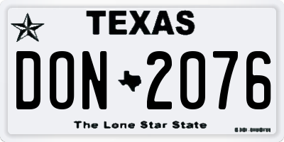TX license plate DON2076