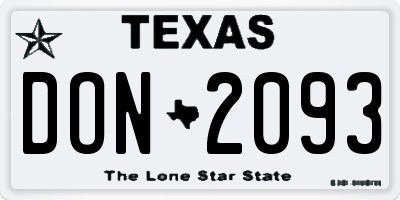TX license plate DON2093