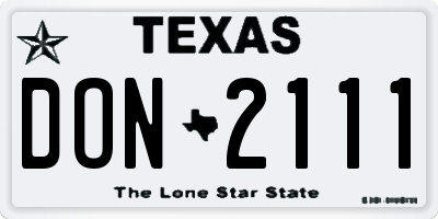 TX license plate DON2111