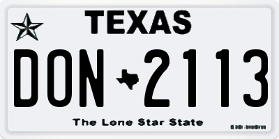 TX license plate DON2113