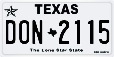 TX license plate DON2115