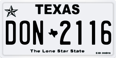 TX license plate DON2116