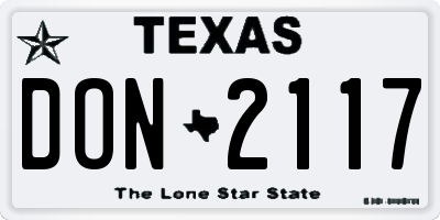 TX license plate DON2117