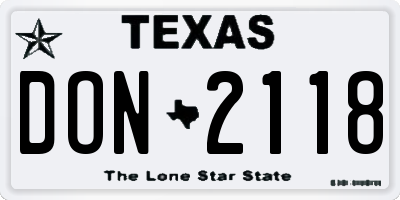 TX license plate DON2118