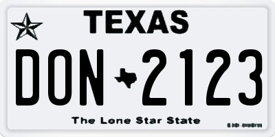 TX license plate DON2123