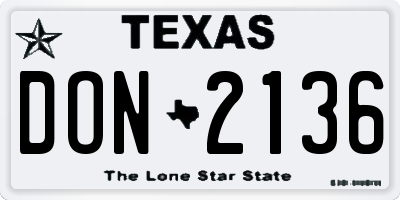 TX license plate DON2136
